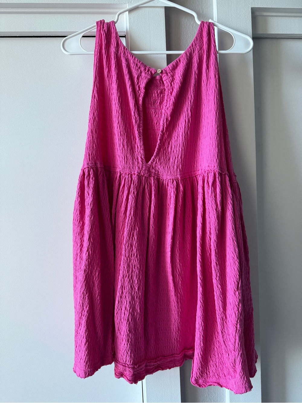 free people beach hot pink textured mini dress, size small - Picture 3 of 10